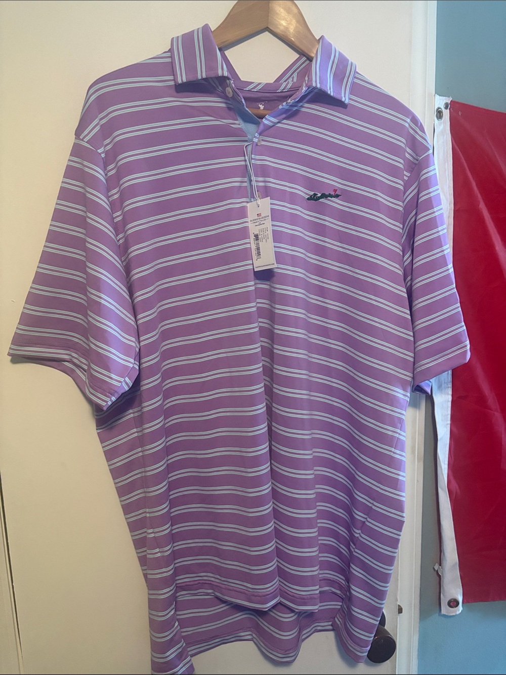 Fairway & Greene Lavender Striped Performance Polo
